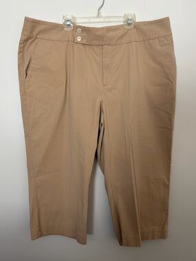Lauren Ralph Lauren 97% Cotton Preppy Cropped Khaki Pants Quiet Luxury
